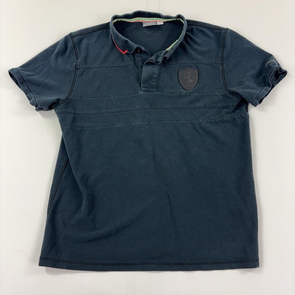 Scuderia Ferrari Shirt Mens Medium Blue F1 Racing Polo Puma Prancing Horse